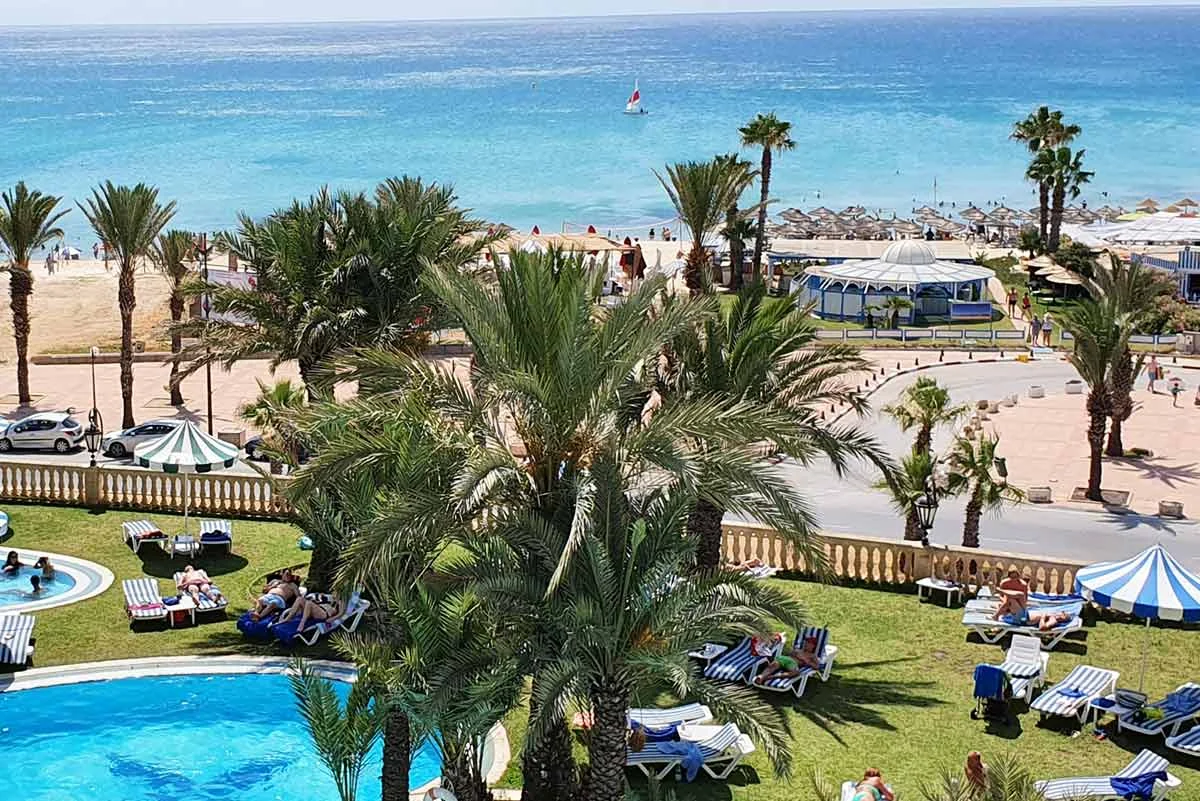 Méhari Hammamet gardens overlooking the beach and Mediterranean